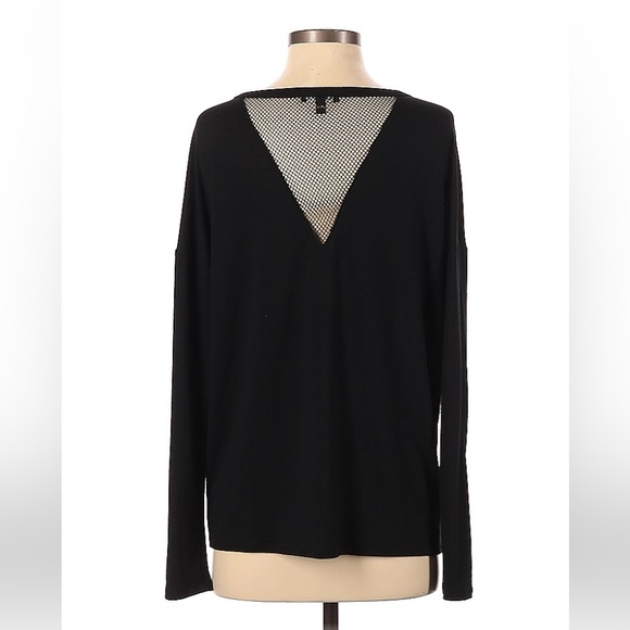 Express mesh v cut out in front and back black long sleeve top small - Picture 2 of 2
